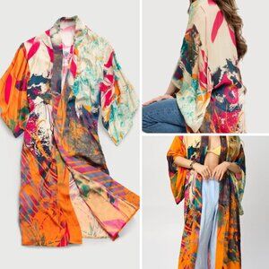 Vibrant Satin Kimono Robe SAACHI NEW